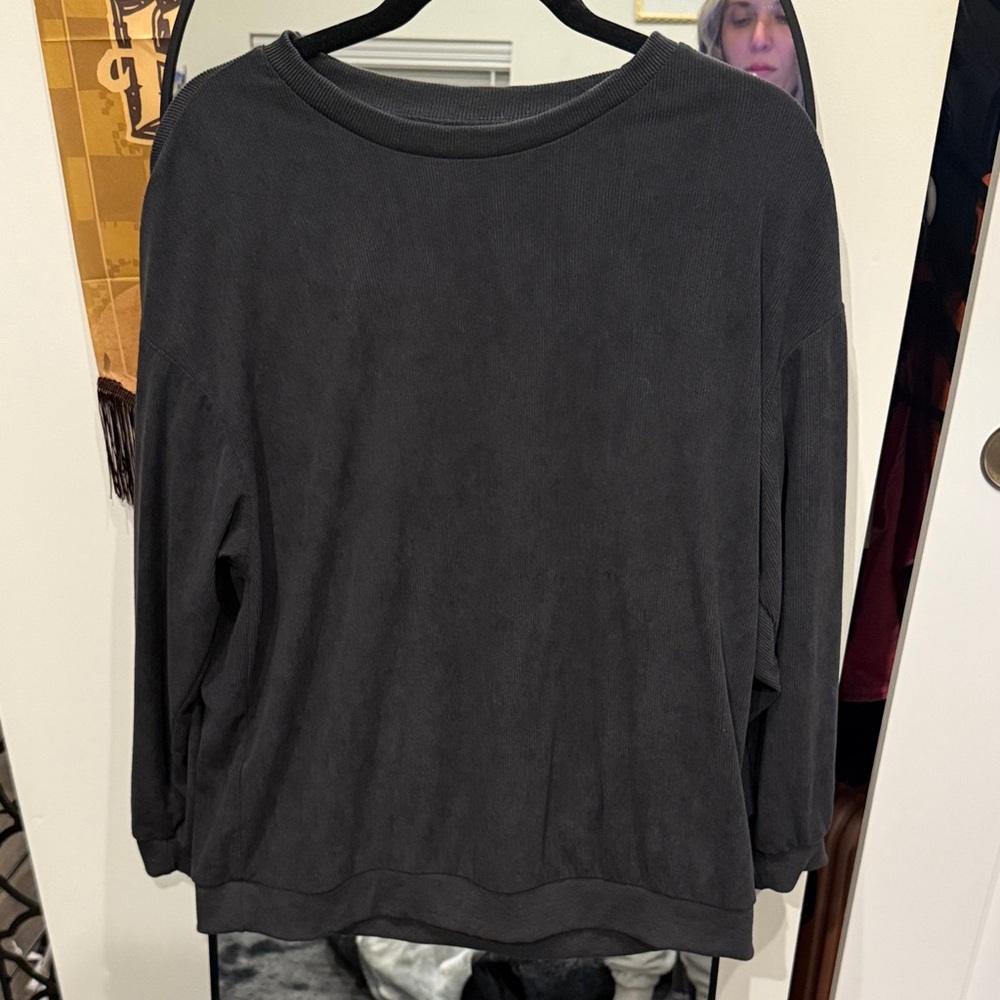 Stylish Dark Gray Long Sleeve Top
